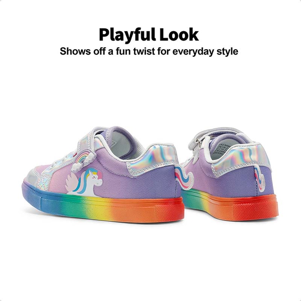 [Storybook Rainbow] Kids Breathable Fun Design Sneakers - RAINBOW  SILVER - 4